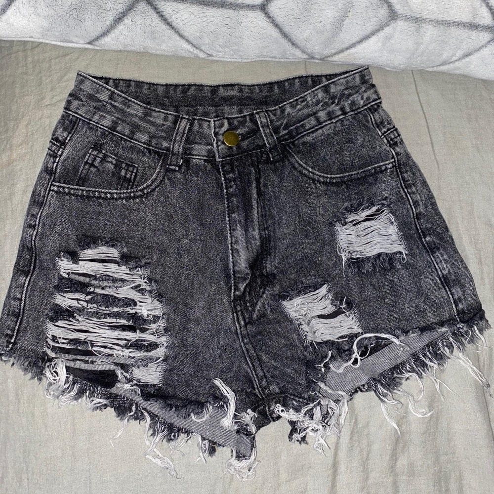 Black jean shorts